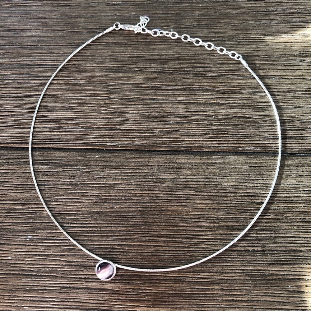 Sliver and purple pendent necklace